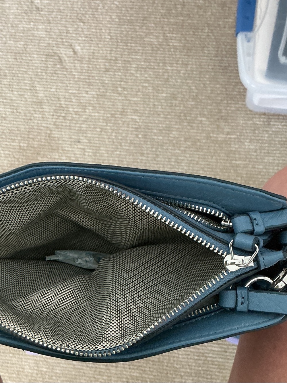 Vince Camuto Teal Pebbled Leather Crossbody - Picture 5 of 6